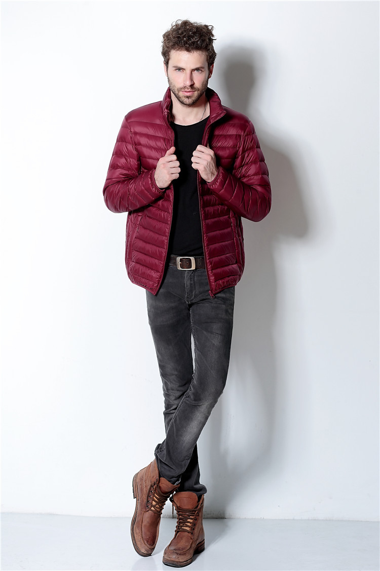 

Fall- new design uniqlos stand collar men's fashion plus-size thin and short in down jacket coat Cotton-padded clothes solid dowm, Black