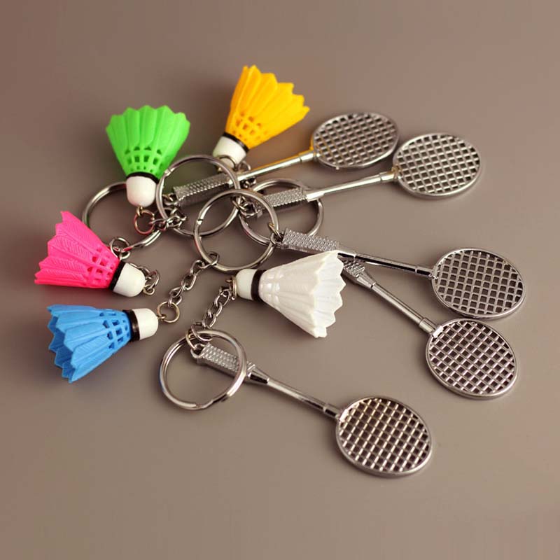 

Mini 3D Badminton Keychain Colorful Decoration Badminton Key Chain Keyfob For Car Key Ring Bag Purse Sports Gifts 5 Colors