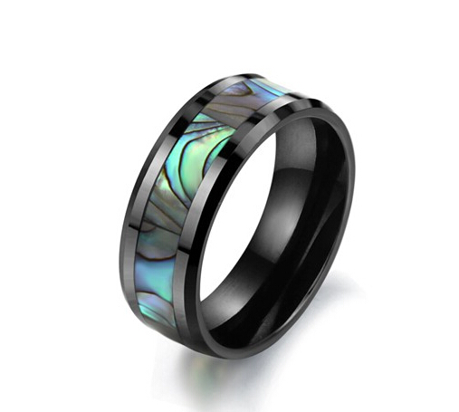 

Wholesale - Tungsten Carbide Mens Ring Wedding Band Color Abalone Shell Inlay size 6/7/8/9/10/