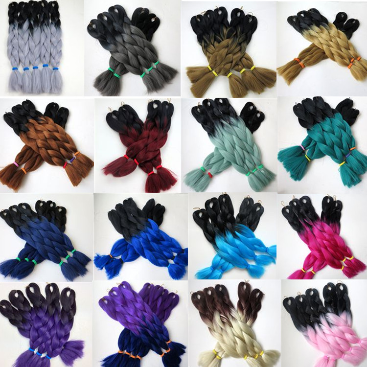 

Synthetic Braiding Hair 24inch100g Ombre Two Tone Color Jumbo braids Twist Synthetic Hair Extensions 23colors