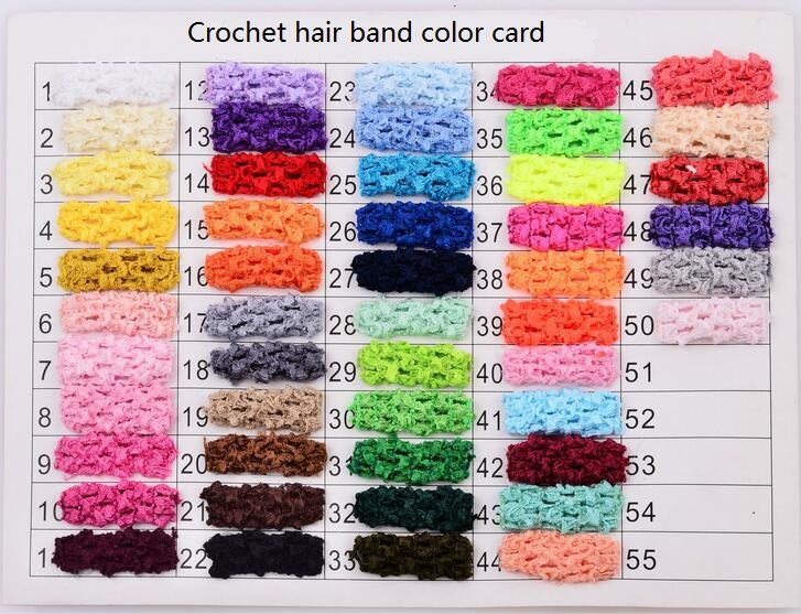

50 COLORS! 1.5 Inch Wide baby girl Elastic Crochet Top Headband for Children Hair Band Hair accessories drop shipping 200pcs/, Mix colors