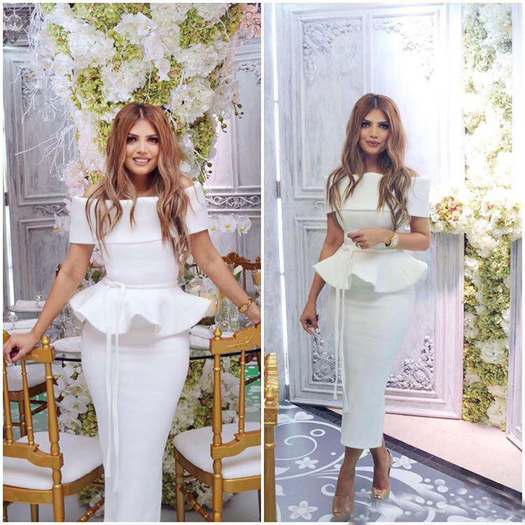 

2017 Chic Arabic White Sheath Evening Gowns Bateau Tea Length Satin Peplum Formal Party Cocktail Dress Elegant Cheap, Brown