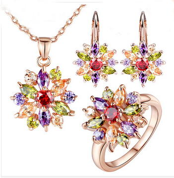 New 18K Rose Gold Plated Engamement Jewlery Sets for Women with High Quality Multicolor 3A Zircon Wedding Jewelry Fashion accessories-image-174504314