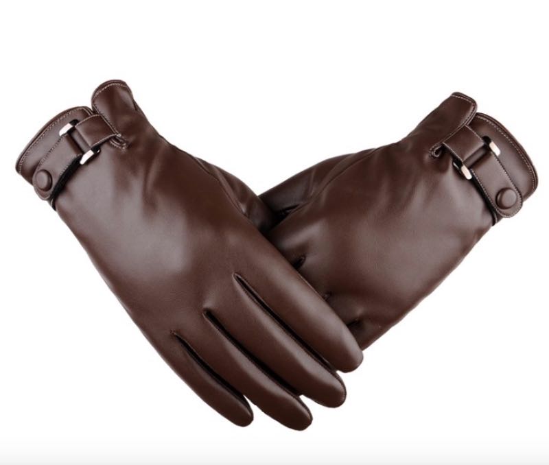 

Touch Screen Man Gloves PU Leather Glove Autumn And Winter Simulation Plus Thickened Fashion Driving