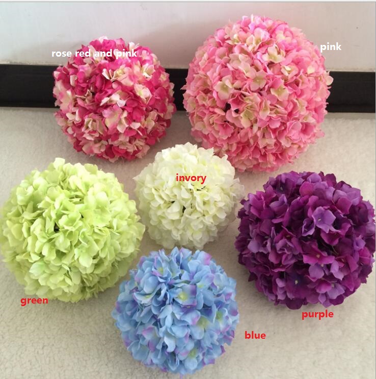 

11 inch artificial hydrangea flower ball pincushion wedding ball kissing ball wedding supermarket deoration hangings ball FB009, Light green