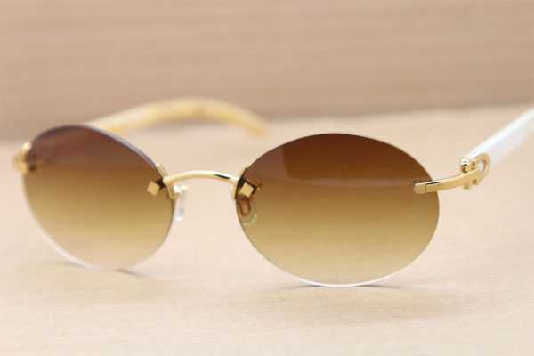 

Round White Buffalo Horn Sunglasses Unisex design Hot half frame sunglasses C Decoration Fashion Accessories Size:56-18-140 mm