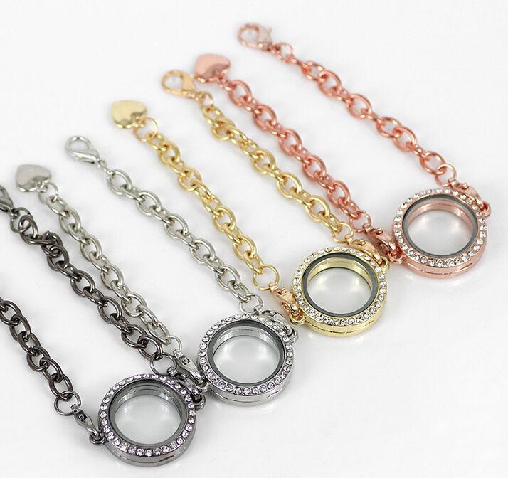 

10PCS/lot 4Colors 25MM Round Magnetic Glass Floating Locket Bracelet & Bangle For Women Jewelry