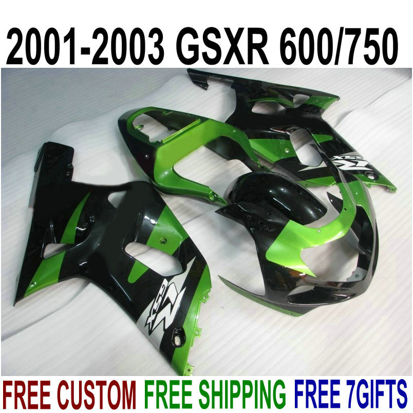 

Top quality ABS fairings set for SUZUKI GSX-R600 GSX-R750 2001-2003 K1 black green fairing kit GSXR 600/750 01 02 03 SK52, Same as the picture shows