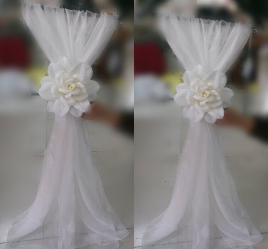 

Fashion 50PCS Sample Wedding Chair Sashes Supply Chair Ribbon Gauze Back Sash Back Of The Chair Back Decoration Party Formal Event Accessory, White