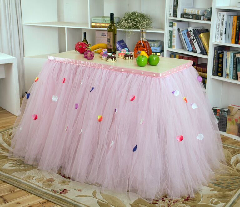 

Custom Made Tulle Tutu Wedding Table Skirt Flora Baby Shower Birthday Party Dessert Table Pink Tutu Skirt Wedding Decoration Size 91cm*80cm