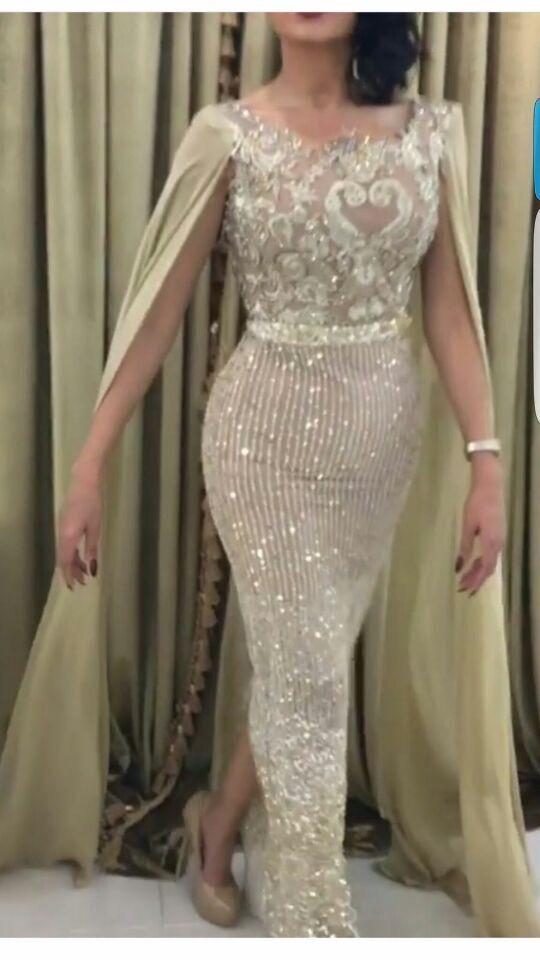 

Evening dress Yousef aljasmi Labourjoisie Cape r Chamblezoe Silver Crystals Beads Off shoulder Kim kardashian Zuhair murad, Same with picture