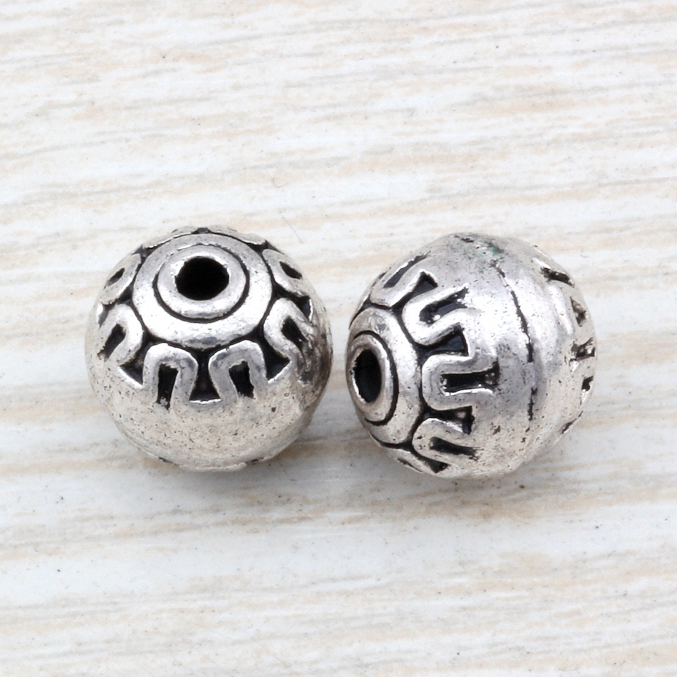 

MIC 50pcs Antique Silver Zinc alloy Round Spacer Beads 11mm DIY Jewelry D27