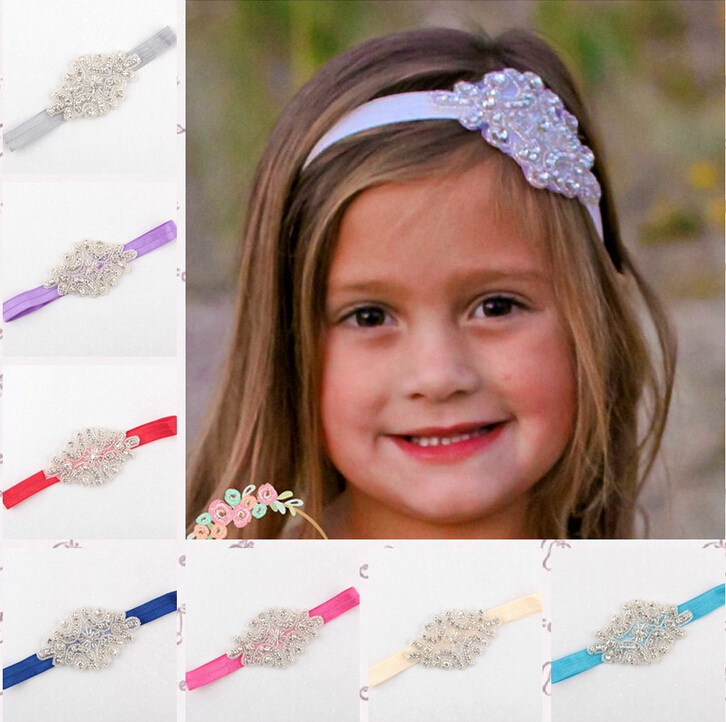 

Kids Girls Luxury Shine diamond Headbands Flower girl Wedding Hair bands Children Hair Accessories Christmas boutique Party Decoration gift, 12 colors;tell me color