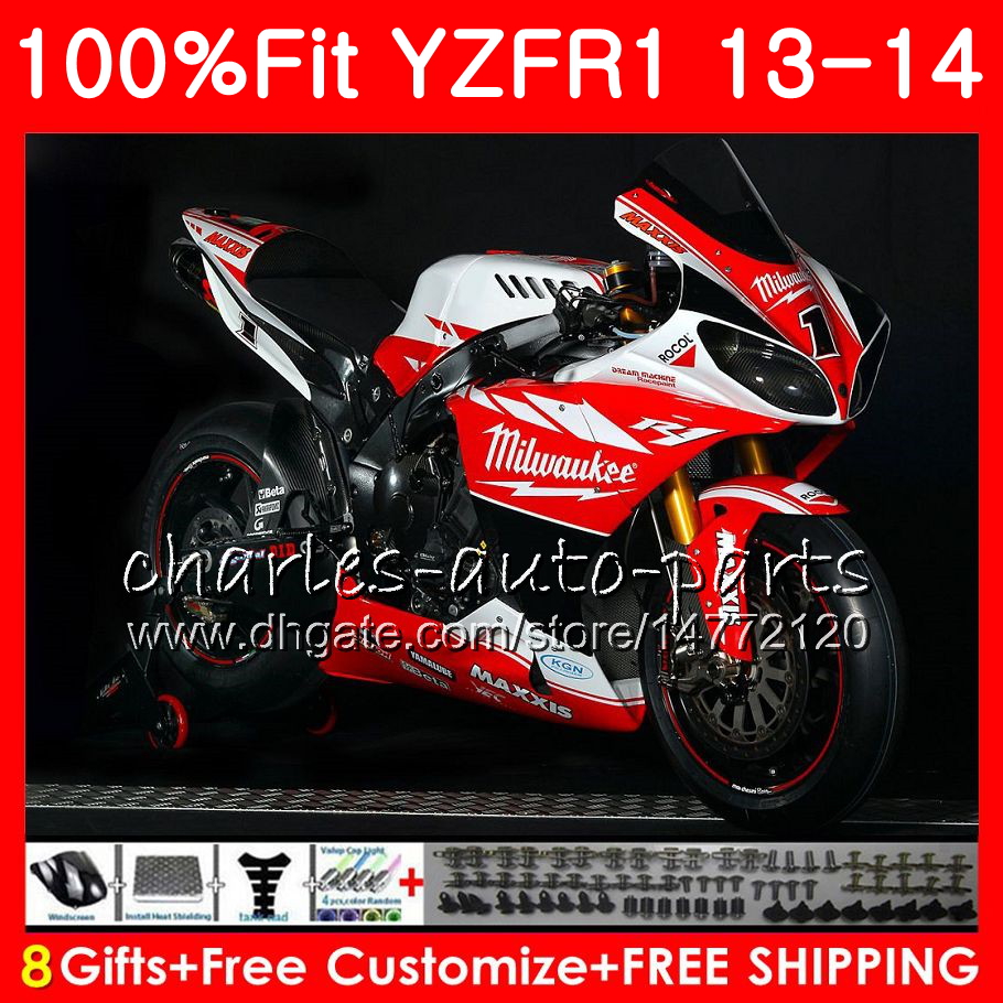 

Injection Body For YAMAHA YZF red black 1000 YZF-R1 13 14 YZFR1 2013 2014 86NO36 YZF R 1 YZF-1000 YZF1000 YZF R1 13 14 Fairing kit 100%Fit, No. 1