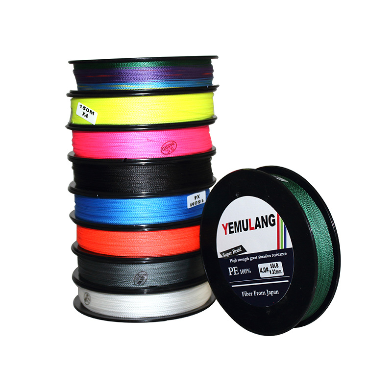 

150 diameter PE Fly Fishing line Brand Super Series 4 Strands Braided Lines Anti-bite lines 15lb~80lb Message color for me