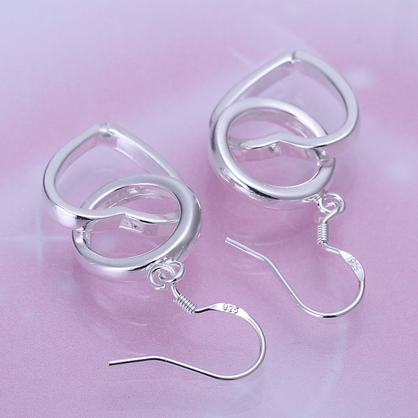

Brand new sterling silver plated Circle earrings hanging heart DFMSE171,women's 925 silver Dangle Chandelier earrings 10 pairs a lot