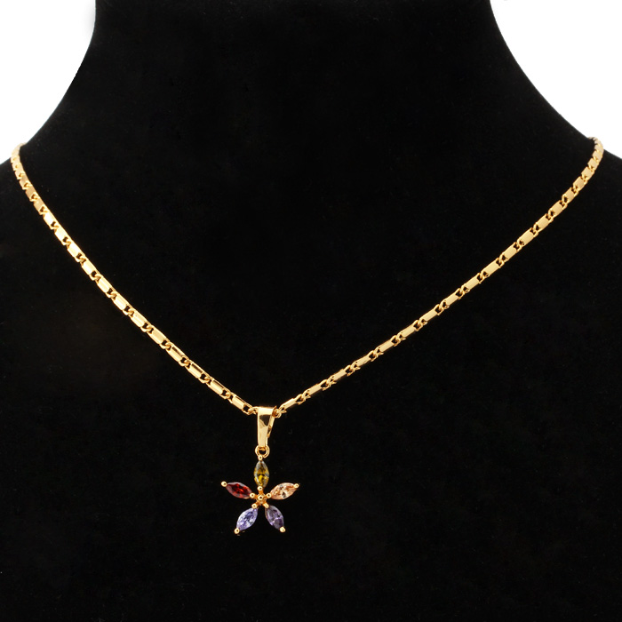 New 18K Real Gold Plated Cubic Zirconia Necklace Earrings, Fashion Jewelry Sets For Women YS412-image-190378552