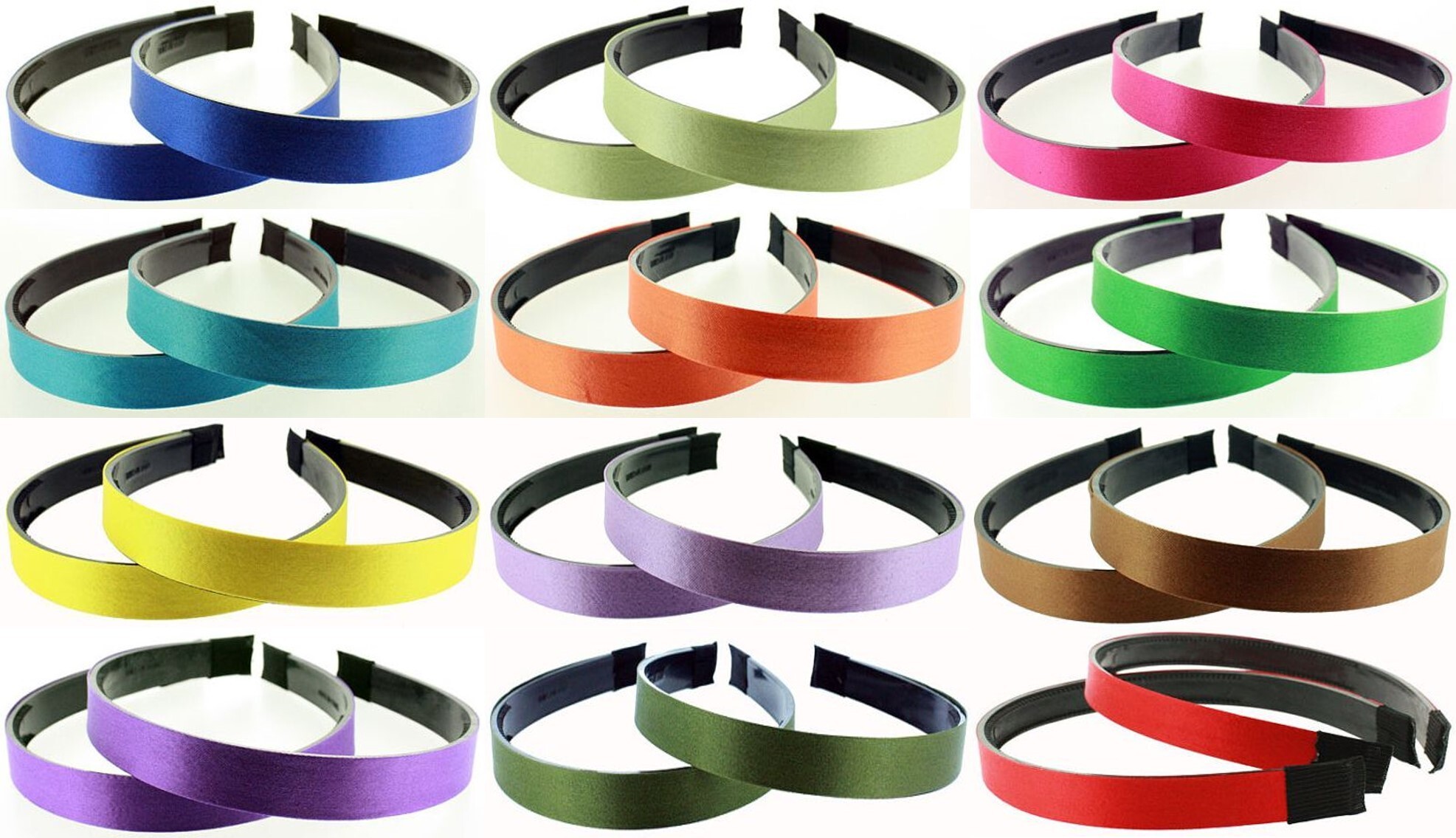 

30pcs 15mm Satin Ribbon Lined plastic Black Headband with Teeth Headwear Headdress, Multi-color