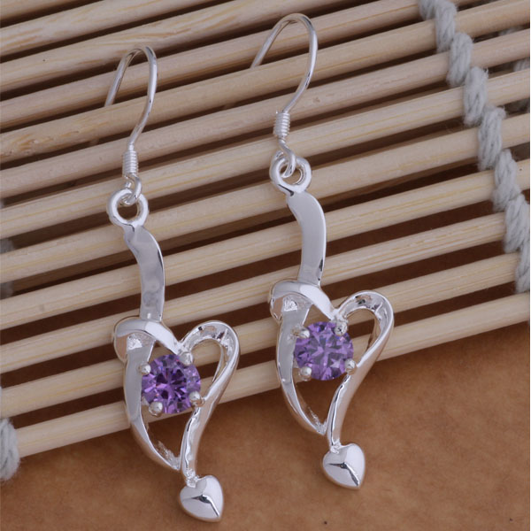 

Fashion (Jewelry Manufacturer) 20 pcs a lot New Heart with Crystal earrings 925 sterling silver jewelry factory price Fashion Shine Earrings