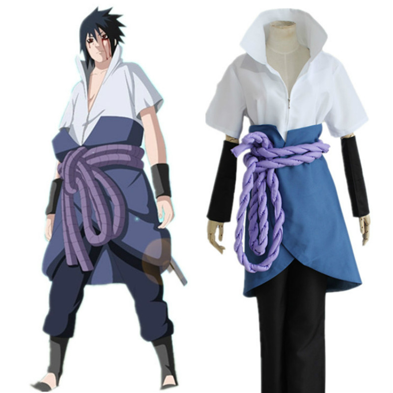 

Naruto Cosplay Costume Konoha Uchiha Sasuke 4th Generation Suit with Nursing, Black