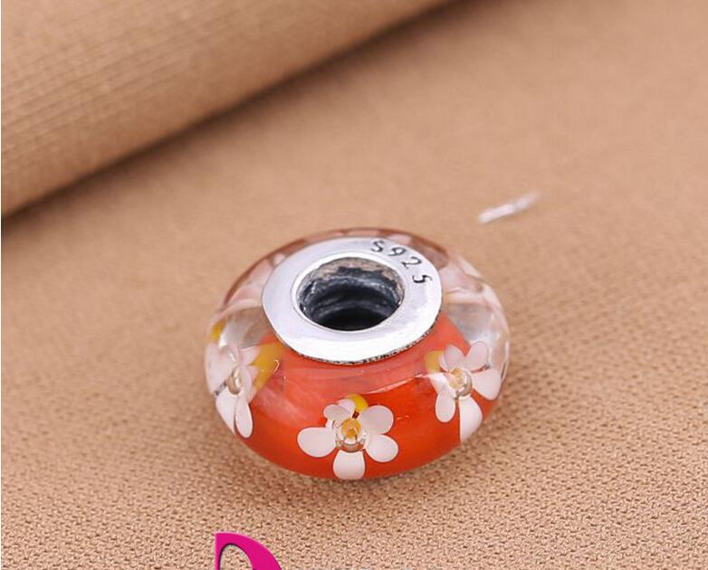

100% Murano glass beads fit Pandora style thread jewelry silver S925 clear stamper DIY meking loose beads diy jewelry