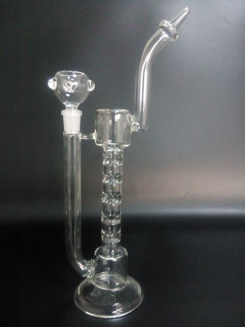Glass Hookahs Clear Smoking Water Pipe with Oil Rig and 14mm Joint Water Bongs GB-266 Hot for Sale-image-240142259