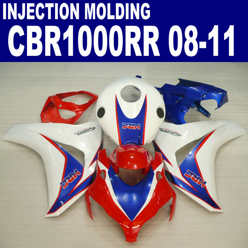 

Injection molding for HONDA CBR1000RR fairing kit 2008 2009 2010 2011 red blue white CBR 1000RR plastic fairings 08 09 10 11 #U4, Same as the picture shows
