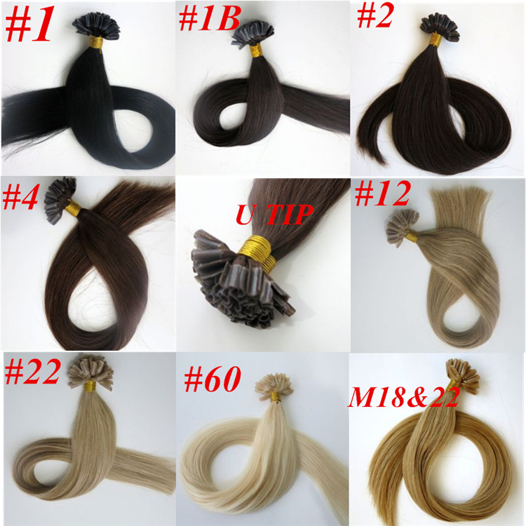 

50g 50Strands Pre bonded nail U Tip human Hair Extensions 18 20 22 24inch Brazilian India hair more color top quality