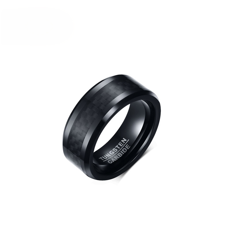 EURO-US populaire noir en carbure de tungstène Anneau pour Hommes Taille large US 7-12 Bijoux en fibre de carbone de mariage à la mode 2017