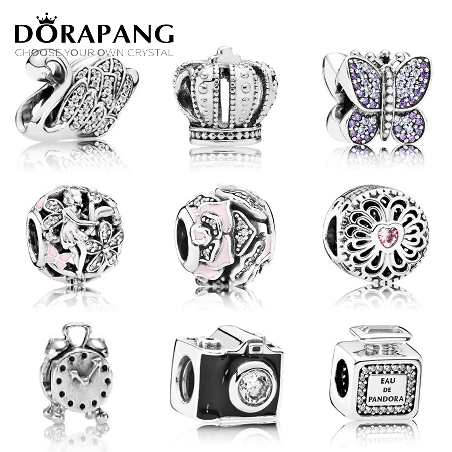 

DORAPANG 100% Genuine 925 Sterling Silver Retro camera alarm clock bead Fit Bracelet DIY bracelet The factory wholesale