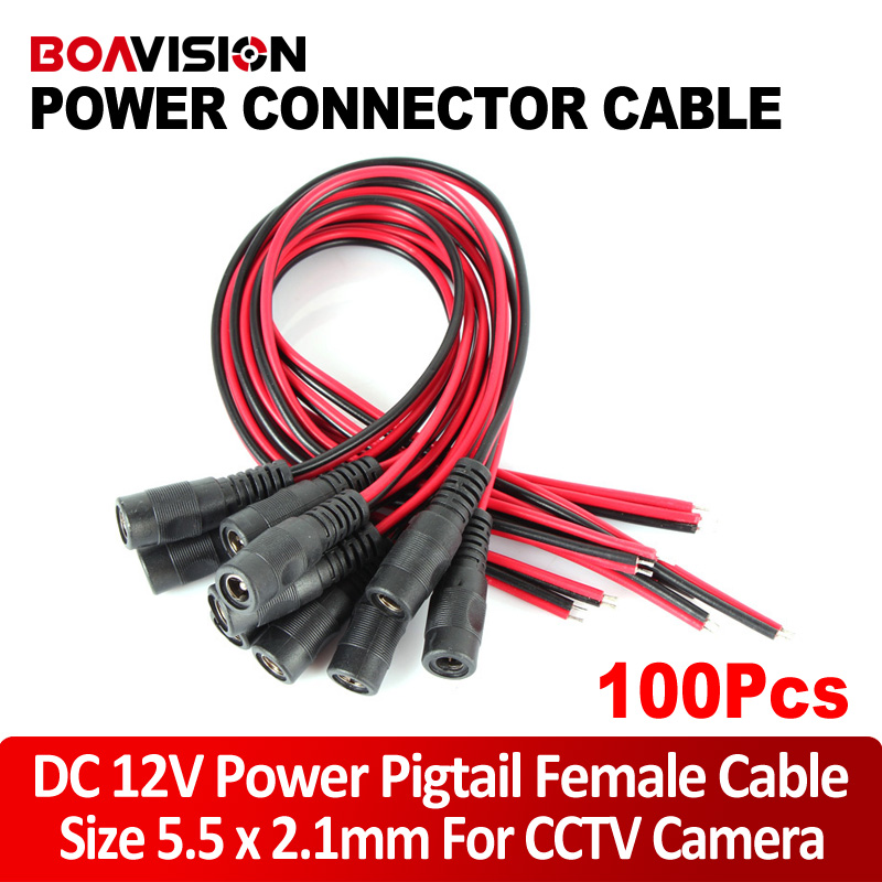 

100pcs CCTV Security Camera Power Pigtail Male Female Cable DC Power Connector Cable 12V Monitor Connector
