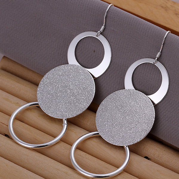 

Brand new sterling silver plated Dual sand O Earrings DFMSE012,women's 925 silver Dangle Chandelier earrings 10 pairs a lot