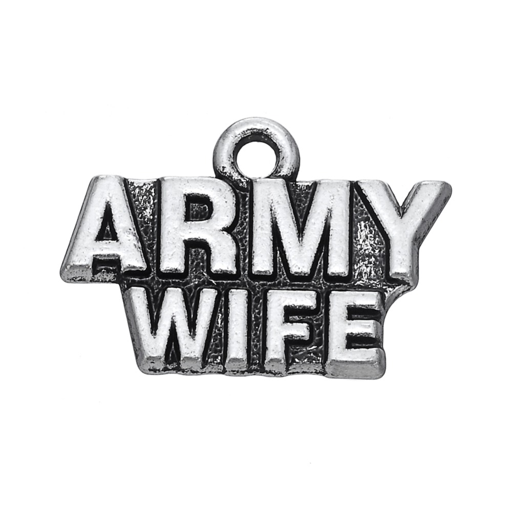 

Free shipping New Fashion Easy to diy 20Pcs Letter Army Wife Charm Accessories Charm Jewelry For Making jewelry making fit for necklace or b