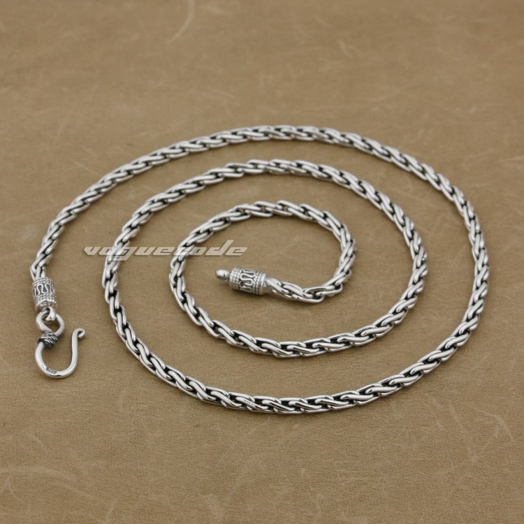 

925 Sterling Silver Fashion Necklace Diameter 3.0mm Chain 8L012 Free Shipping Customize length Unique Gift
