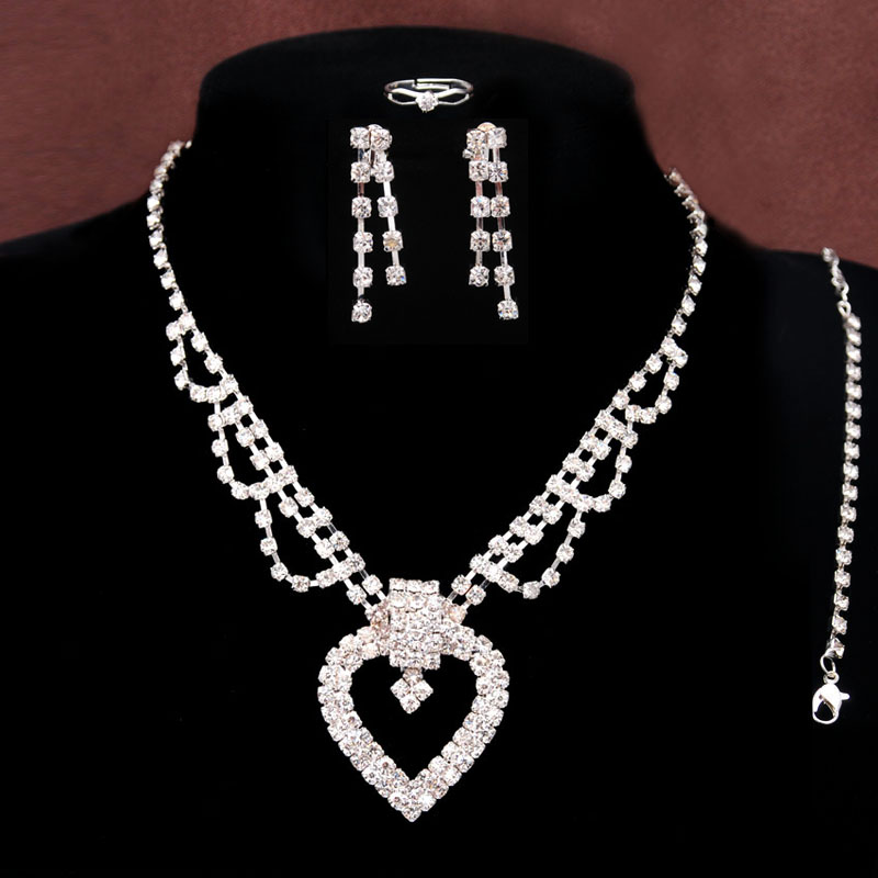 

New Style Blissful Women 18K Silver Plated Austrian Crystal Bridal/Wedding Jewelry Sets For Women Free Shipping Wholeslae, White