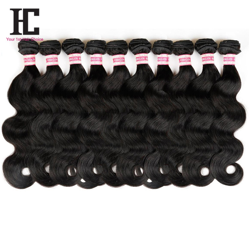 

Big Sale 10pcs/lot Peruvian Virgin Hair Body Wave HC Brazilian Malaysian Indian Human Hair Weaves Remy Hair Body Wave Wefts, Natural color