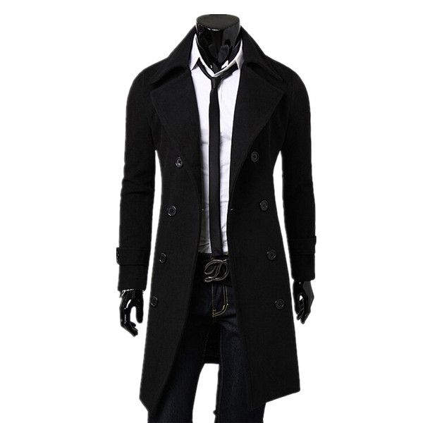 Automne-2015 vente chaude nouvelle mode trench de mode hommes long manteau costume masculine manteau en laine hommes de surbondeur