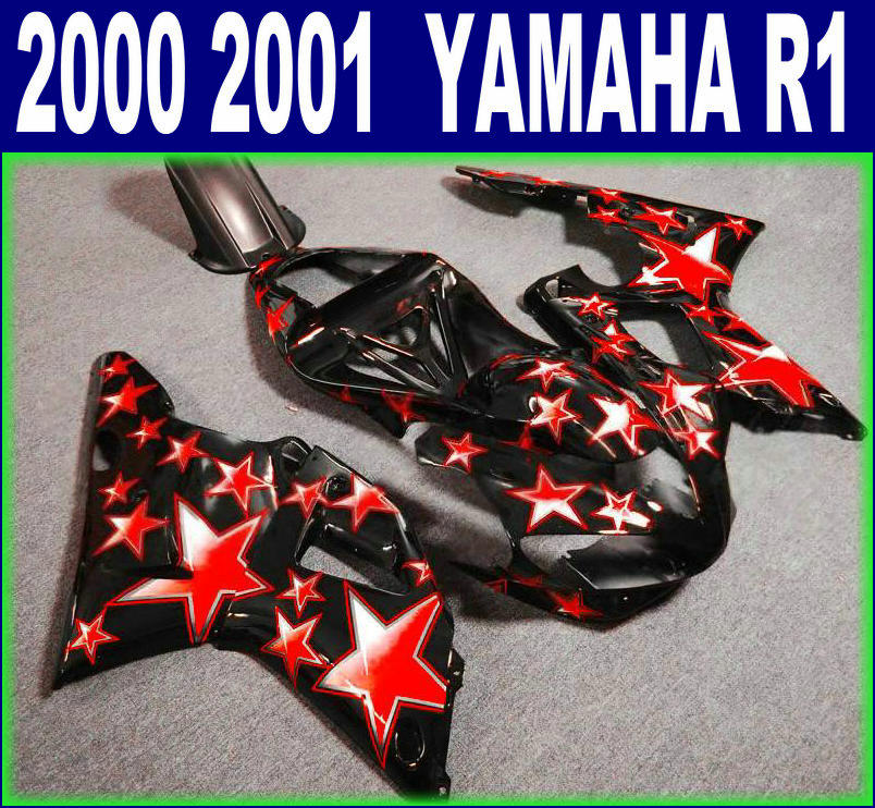 

7 free gifts ABS fit for YAMAHA 2000 2001 YZF R1 black red stars fairings set YZF-R1 00 01 fairing kit BR64, Same as the picture shows