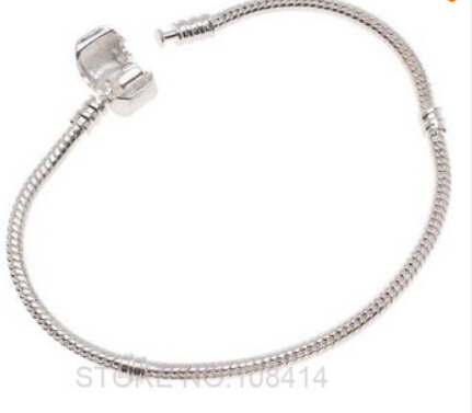 

Fashion Women European Silver Plated Bracelet & Bangle Snake Chain with Barrel Clasp fit Chamilia Bead Charms
