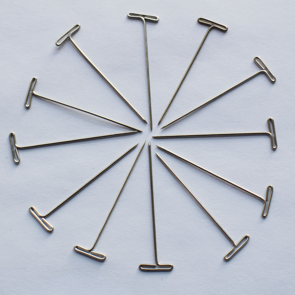 

30pcs/lot T pins for wig toupees hair weaving making fixed on canvas block head T shape needles tools, Silver