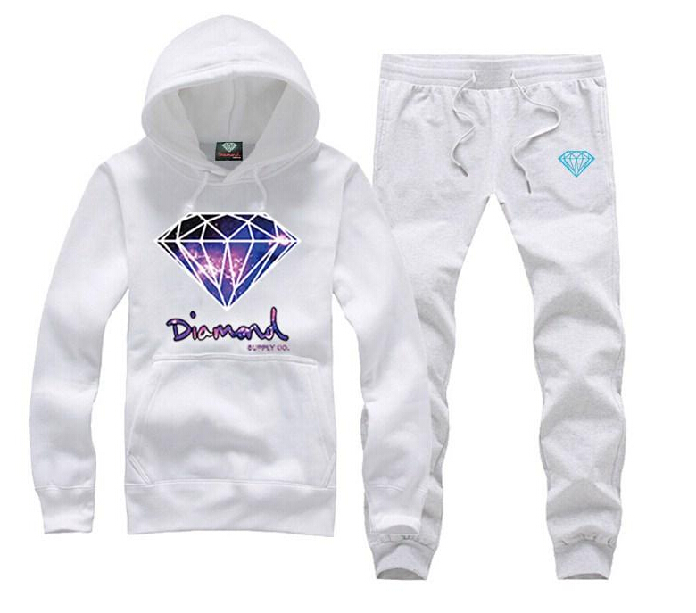 

Diamond Printed Tracksuits Men Autumn Spring Sports Casual Sets Hoodies with Long Pants 2pcs Suits, 20