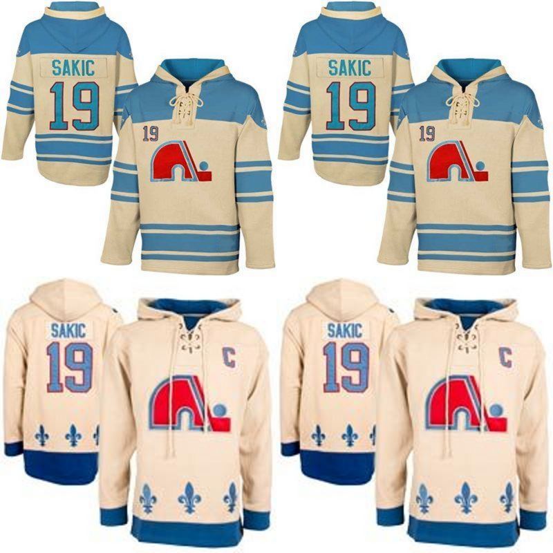 

Mens Hoodies 19 Joe Sakic Jersey Quebec Nordiques Hockey Jerseys Beige Joe Sakic Hoodies Sweatshirts Free Shipping