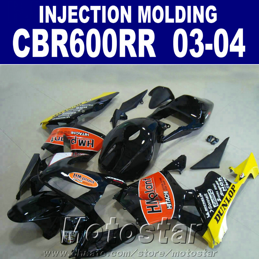 

Free cowl black fitment for HONDA CBR 600RR fairing 2003 2004 Injection Molding 03 04 CBR600RR ABS bodyworks 7Gifts RW6G, Same as picture