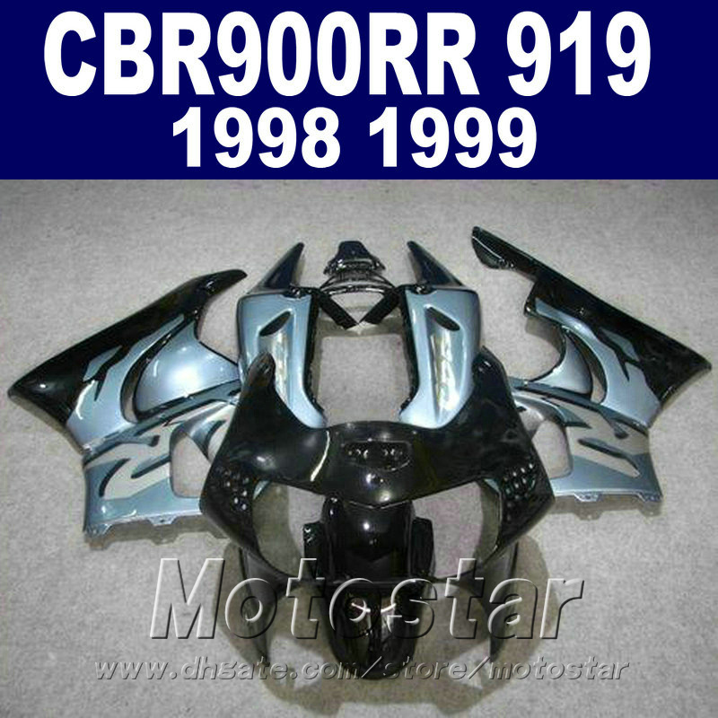 

ABS Plastic fairing kit for Honda CBR900RR 1998 1999 black blue fairings set CBR 900 RR CBR919 98 99 bodykits QD80, Same as the picture shows