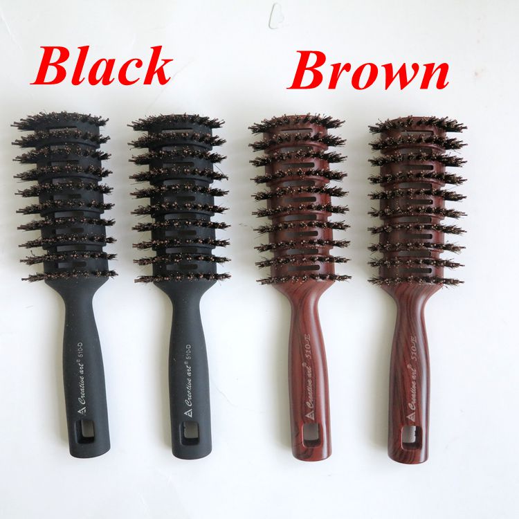 

Boar Bristle Hair Brush Brown Color Comb Brush for Hair Extensions Professional Hair Comb for Salon