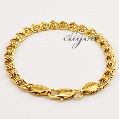 

6mm New Fashion Jewelry Mens Womens Snail Link Chain 18K Yellow Gold Filled Bracelet Gold Jewellery Free Shipping C09 YB