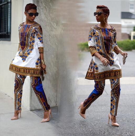 

New African fashion design dress Suits Women Traditional Print Dashiki National Half-Sleeved Two Pieces Set Jumpsuits S-XXXL Big Size