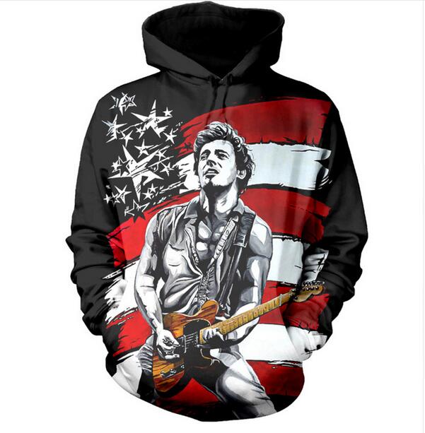 2017 Automne Hiver Hommes Femmes Nouvelle Mode 3D Hoodies Bruce Springsteen Impression Casual Hoody Drôle Sweat XK127