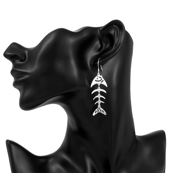 

Brand new sterling silver plate Fishbone Earrings DFMSE676,women's 925 silver Dangle Chandelier earrings 10 pair a lot factory direct sale