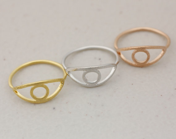 

10PCS- R021 Dainty Simple Cute Evil Eye Ring Outline Fatima Hamsa Eye Ring Cartoon Jewelry Turkish Evile Eye Rings for Women